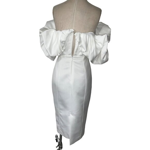Line & Dot Samara Dress in Off White Small New Womens Ruffle Midi Cocktail Bride - Picture 6 of 16